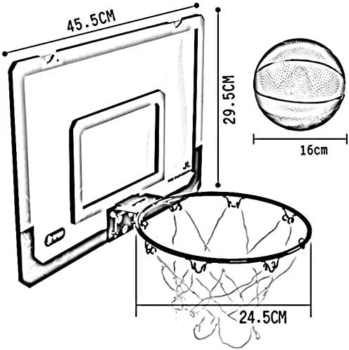 مجموعه بسکتبال SONGYU - تخته بسکتبال، تور بسکتبال، حلقه بسکتبال کودکان به همراه توپ، مجموعه بازی ورزشی کودک، ریباندهای استاندارد، پایه بسکتبال 45.5x29.5 سانتی متر مجموعه بسکتبال SONGYU - تخته بسکتبال، تور بسکتبال، حلقه بسکتبال کودکان به همراه توپ، مجموعه بازی ورزشی کودک، ریباندهای استاندارد، پایه بسکتبال 45.5x29.5 سانتی متر