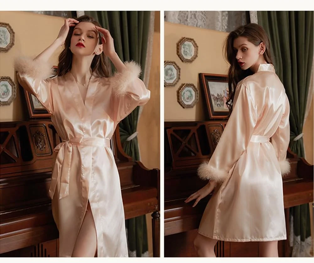 روبدوشامبر کیمونویی زنانه ELECDON، روپوش خواب آستین سه ربع برای عروس و ساقدوش عروس، حوله ابریشمی نرم با کمربند، روپوش یقه هفت برای عروسی، لباس خواب روبدوشامبر کیمونویی زنانه ELECDON، روپوش خواب آستین سه ربع برای عروس و ساقدوش عروس، حوله ابریشمی نرم با کمربند، روپوش یقه هفت برای عروسی، لباس خواب