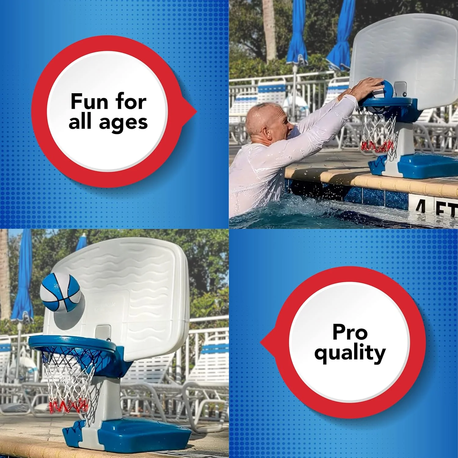 ست بازی بسکتبال کنار استخر Simplay3، شامل توپ، پمپ و تور - آبی، مناسب برای 8 سال به بالا، ساخت آمریکا ست بازی بسکتبال کنار استخر Simplay3، شامل توپ، پمپ و تور - آبی، مناسب برای 8 سال به بالا، ساخت آمریکا