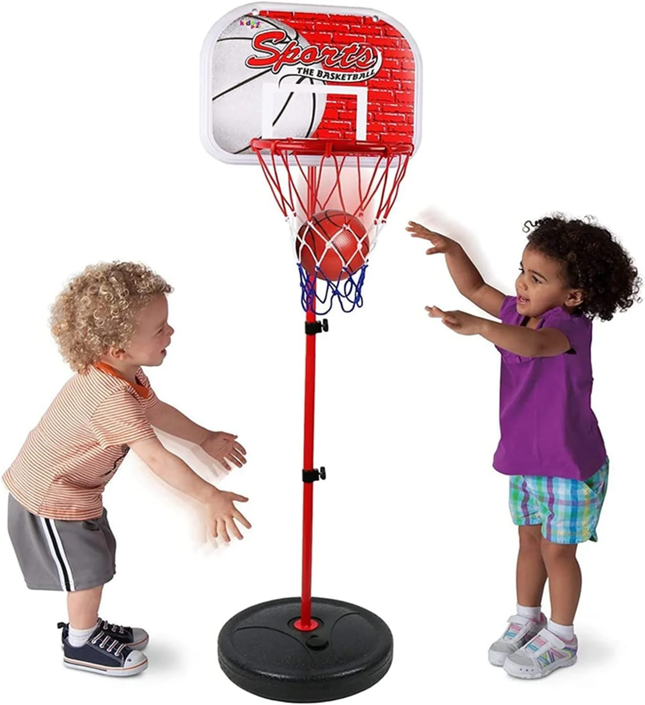ست اسباب بازی بسکتبال قابل تنظیم کودک SKEIDO - تخته و حلقه بسکتبال - 150 سانتی متر ست اسباب بازی بسکتبال قابل تنظیم کودک SKEIDO - تخته و حلقه بسکتبال - 150 سانتی متر