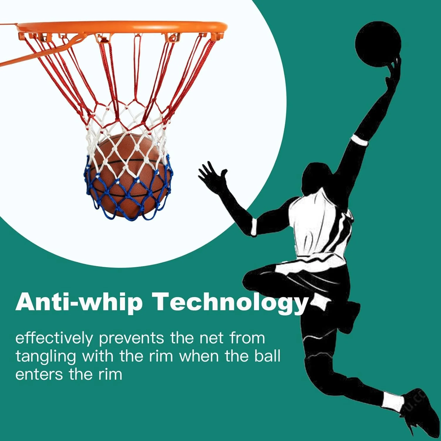 تور بسکتبال سه رنگ سانانگ، 12 حلقه 7 گره جایگزین تور بسکتبال پلی استر، تور توری بسکتبال ضد شلاق برای استفاده در فضای داخلی و خارجی، مجموعه 2 عددی تور بسکتبال سه رنگ سانانگ، 12 حلقه 7 گره جایگزین تور بسکتبال پلی استر، تور توری بسکتبال ضد شلاق برای استفاده در فضای داخلی و خارجی، مجموعه 2 عددی