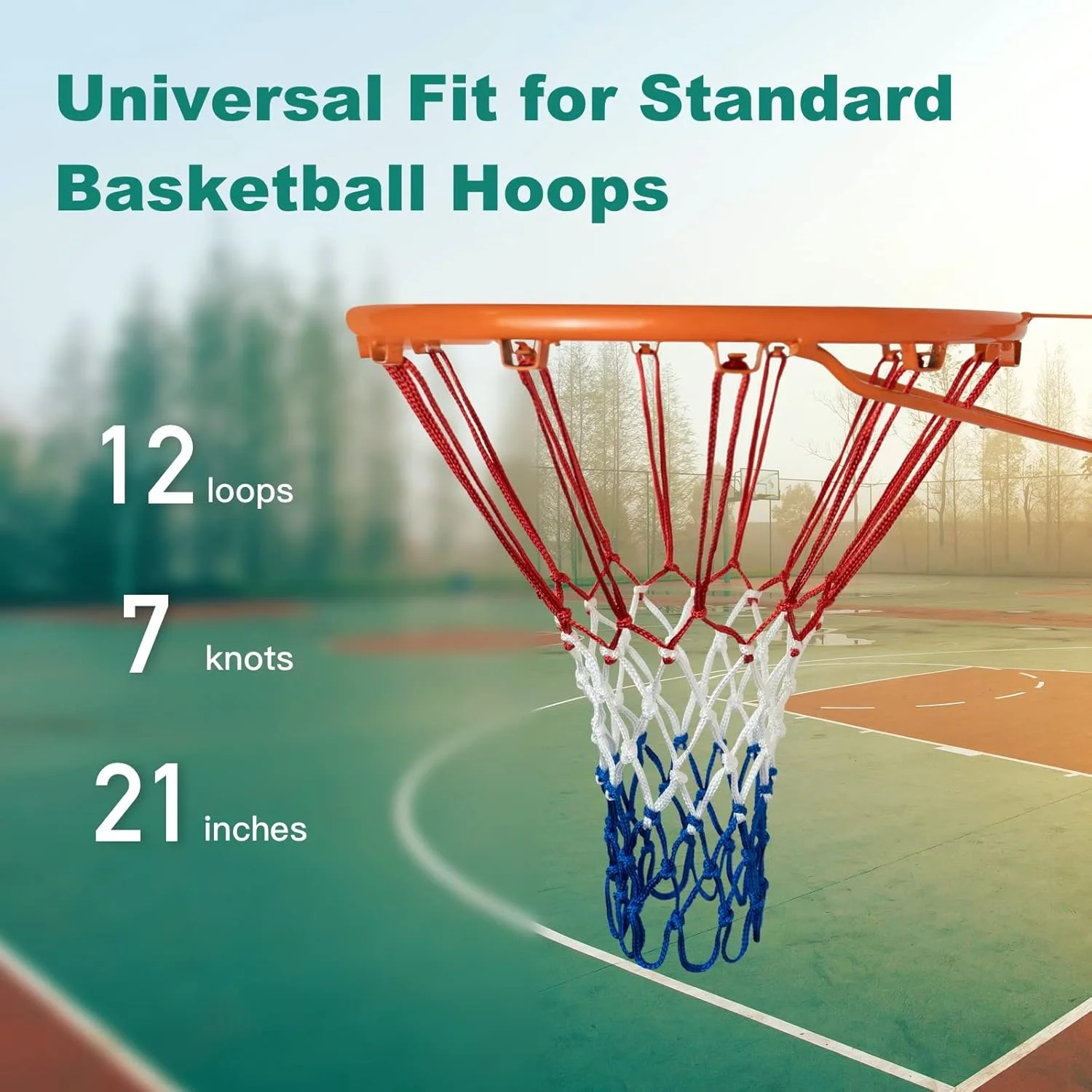 تور بسکتبال سه رنگ سانانگ، 12 حلقه 7 گره جایگزین تور بسکتبال پلی استر، تور توری بسکتبال ضد شلاق برای استفاده در فضای داخلی و خارجی، مجموعه 2 عددی تور بسکتبال سه رنگ سانانگ، 12 حلقه 7 گره جایگزین تور بسکتبال پلی استر، تور توری بسکتبال ضد شلاق برای استفاده در فضای داخلی و خارجی، مجموعه 2 عددی