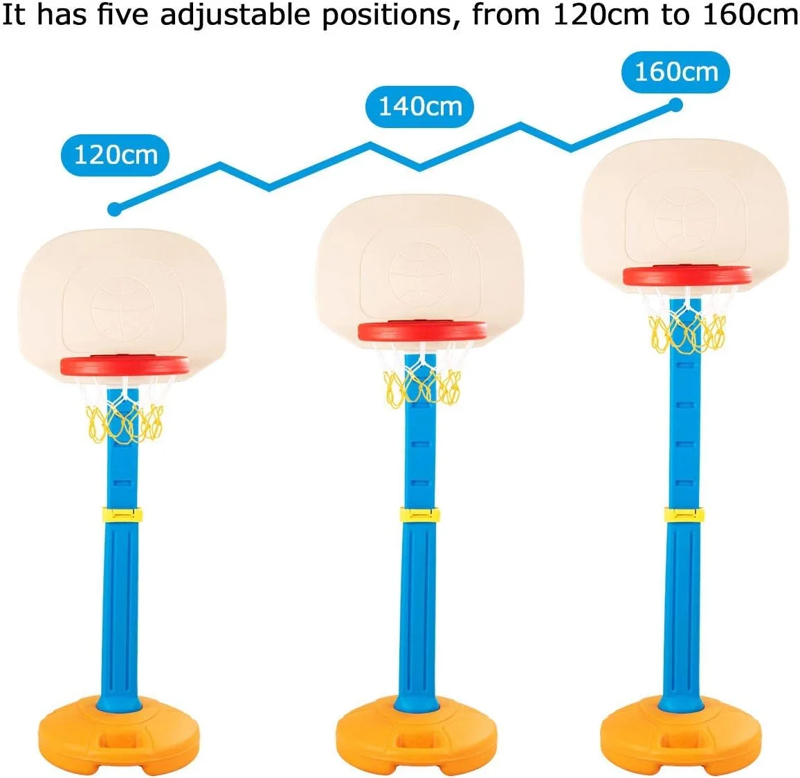 ست بسکتبال کودکان RBW TOYS، سیستم حلقه و تور ایمن و قابل تنظیم از 120 سانتی متر تا 160 سانتی متر، پایه قابل حمل استند بسکتبال با دسته برای کودکان نوپا، خردسالان، بازی های داخل و خارج از خانه ست بسکتبال کودکان RBW TOYS، سیستم حلقه و تور ایمن و قابل تنظیم از 120 سانتی متر تا 160 سانتی متر، پایه قابل حمل استند بسکتبال با دسته برای کودکان نوپا، خردسالان، بازی های داخل و خارج از خانه