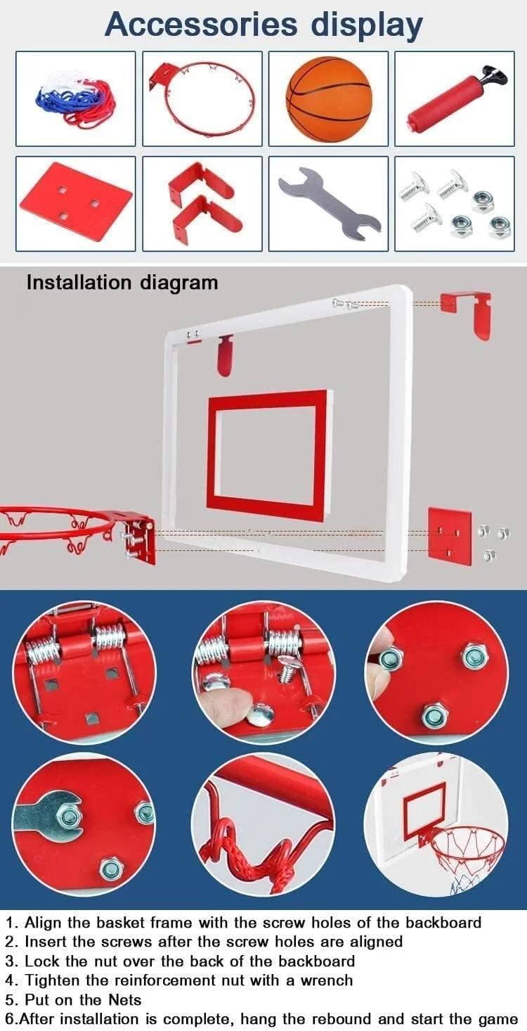 حلقه بسکتبال ورزشی OHYAS، ست تور بسکتبال با توپ و پمپ دستی، هدف بسکتبال آویز داخلی و خارجی با تور مقاوم در برابر آب و هوا، حلقه بسکتبال دیواری حلقه بسکتبال ورزشی OHYAS، ست تور بسکتبال با توپ و پمپ دستی، هدف بسکتبال آویز داخلی و خارجی با تور مقاوم در برابر آب و هوا، حلقه بسکتبال دیواری