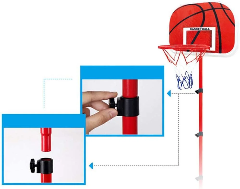 ست بسکتبال قابل حمل کودکان، پایه بسکتبال کودکان با تور و توپ، ست بازی ورزشی قابل تنظیم برای فضای باز و داخل خانه برای کودکان 3 ساله و نوزاد، هدیه ورزشی ست بسکتبال قابل حمل کودکان، پایه بسکتبال کودکان با تور و توپ، ست بازی ورزشی قابل تنظیم برای فضای باز و داخل خانه برای کودکان 3 ساله و نوزاد، هدیه ورزشی