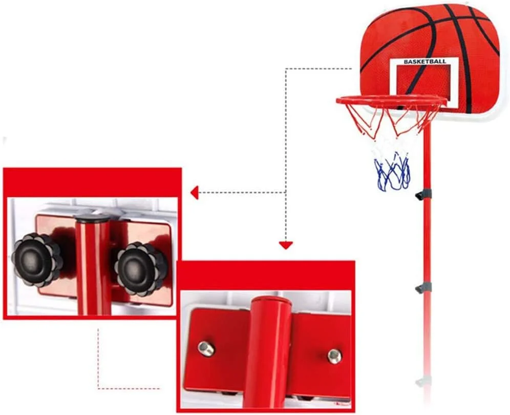 ست بسکتبال قابل حمل کودکان، پایه بسکتبال کودکان با تور و توپ، ست بازی ورزشی قابل تنظیم برای فضای باز و داخل خانه برای کودکان 3 ساله و نوزاد، هدیه ورزشی ست بسکتبال قابل حمل کودکان، پایه بسکتبال کودکان با تور و توپ، ست بازی ورزشی قابل تنظیم برای فضای باز و داخل خانه برای کودکان 3 ساله و نوزاد، هدیه ورزشی