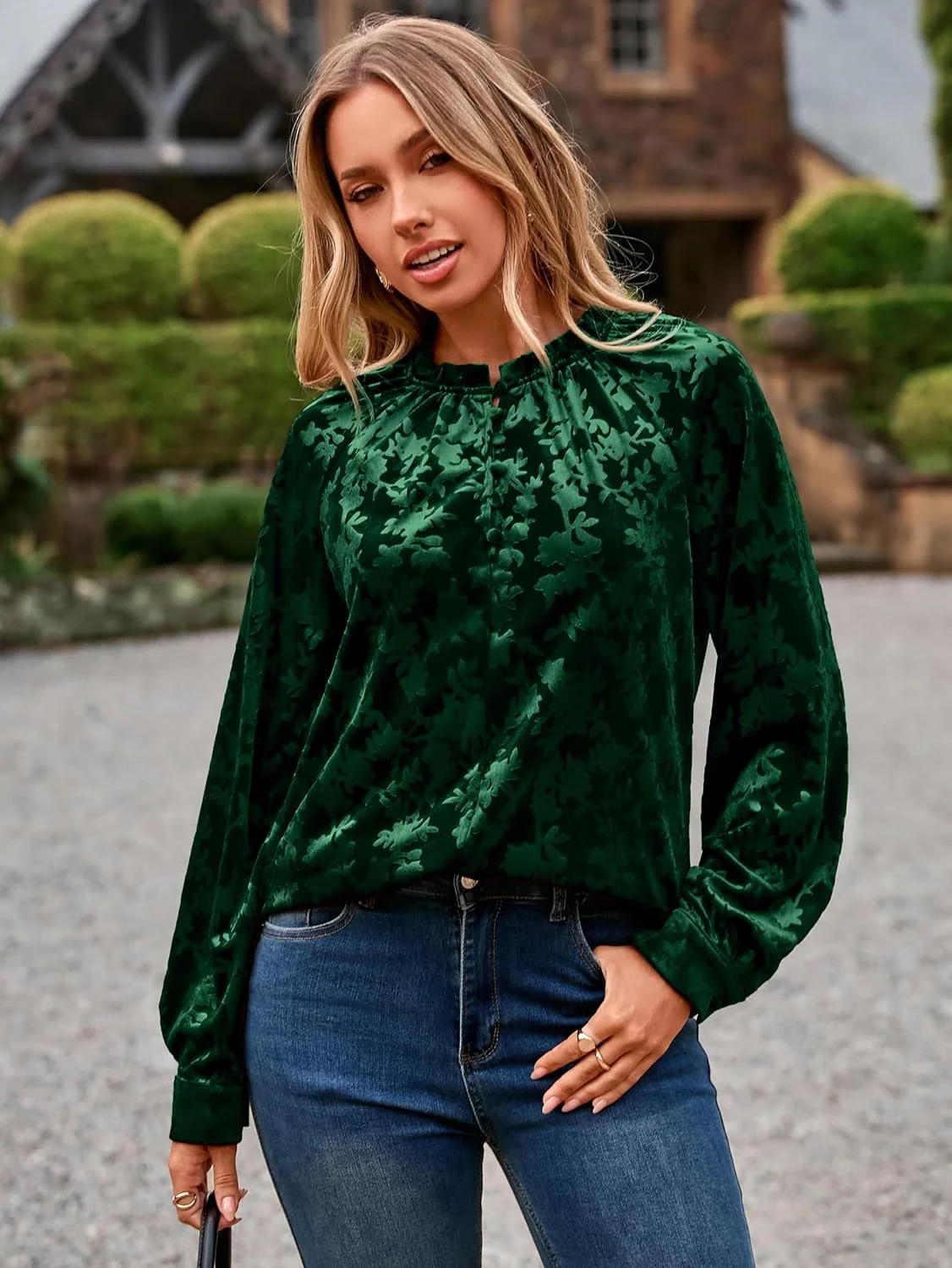 تاپ های مخملی Simplee زنانه، بلوز آستین بلند دکمه دار مناسب پاییز، لباس های شیک و غیر رسمی مهمانی تعطیلات 2025