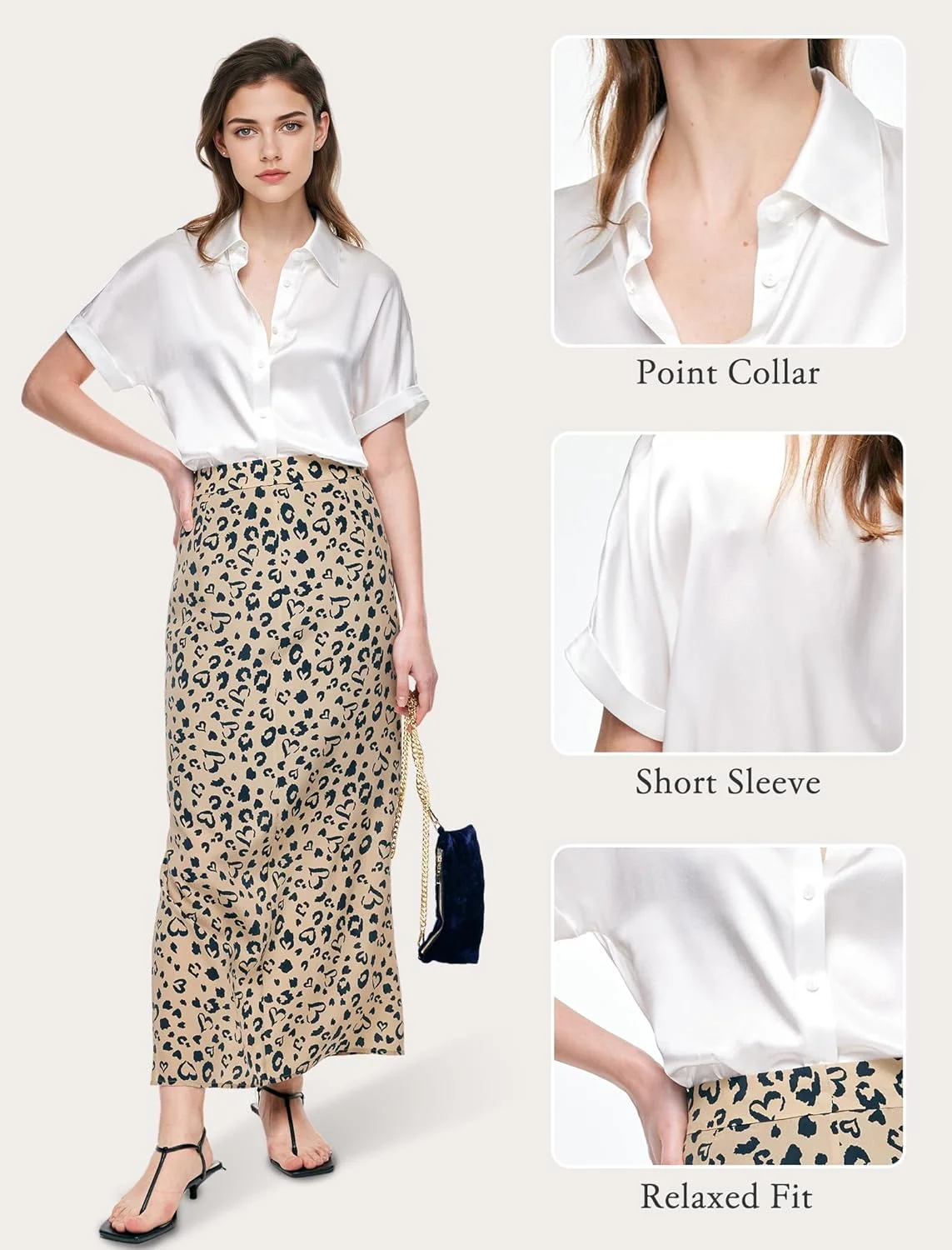 بلوز ابریشمی زنانه دکمه دار: پیراهن آستین کوتاه زنانه شیک 100% ابریشم خالص تاپ های غیر رسمی بلوزهای لوکس تابستانی بلوز ابریشمی زنانه دکمه دار: پیراهن آستین کوتاه زنانه شیک 100% ابریشم خالص تاپ های غیر رسمی بلوزهای لوکس تابستانی