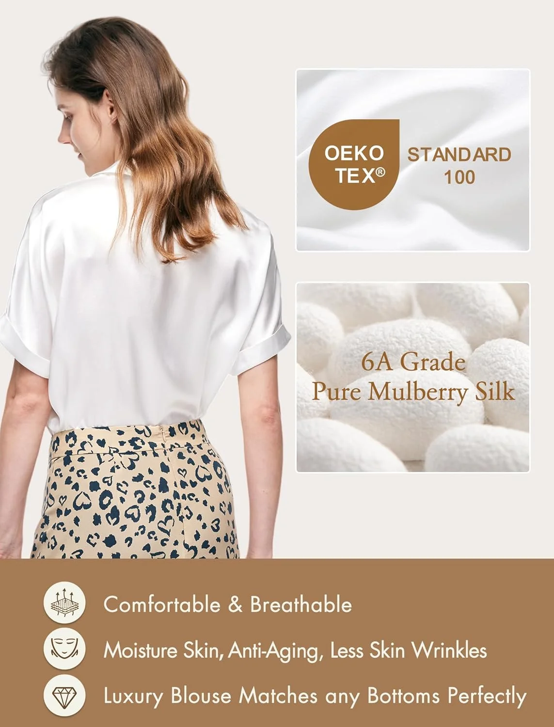 بلوز ابریشمی زنانه دکمه دار: پیراهن آستین کوتاه زنانه شیک 100% ابریشم خالص تاپ های غیر رسمی بلوزهای لوکس تابستانی بلوز ابریشمی زنانه دکمه دار: پیراهن آستین کوتاه زنانه شیک 100% ابریشم خالص تاپ های غیر رسمی بلوزهای لوکس تابستانی