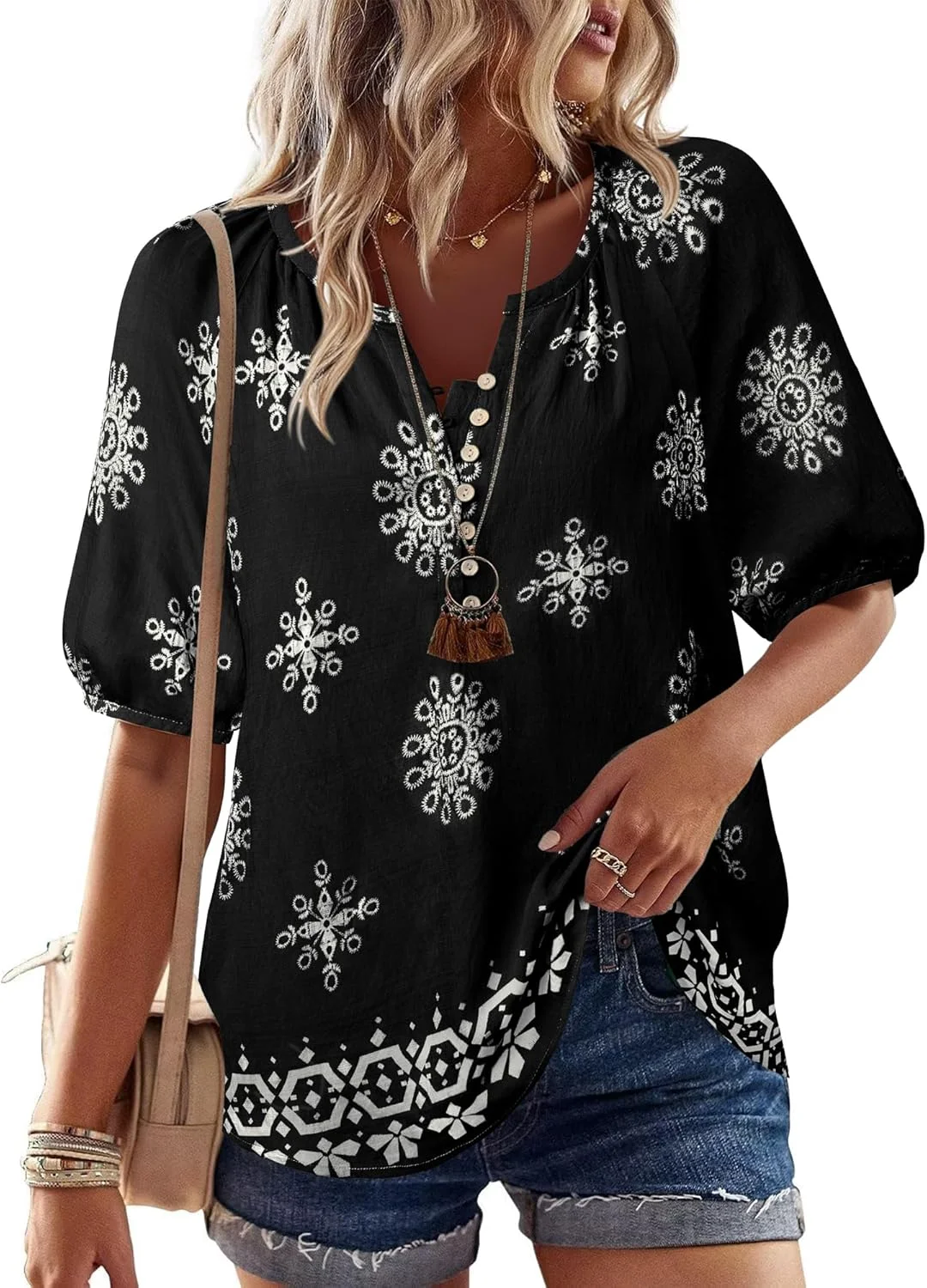 یونیکس‌سکو بلوز آستین کوتاه زنانه با یقه هفت، مناسب برای استفاده روزمره، محیط کار و جلسات رسمی