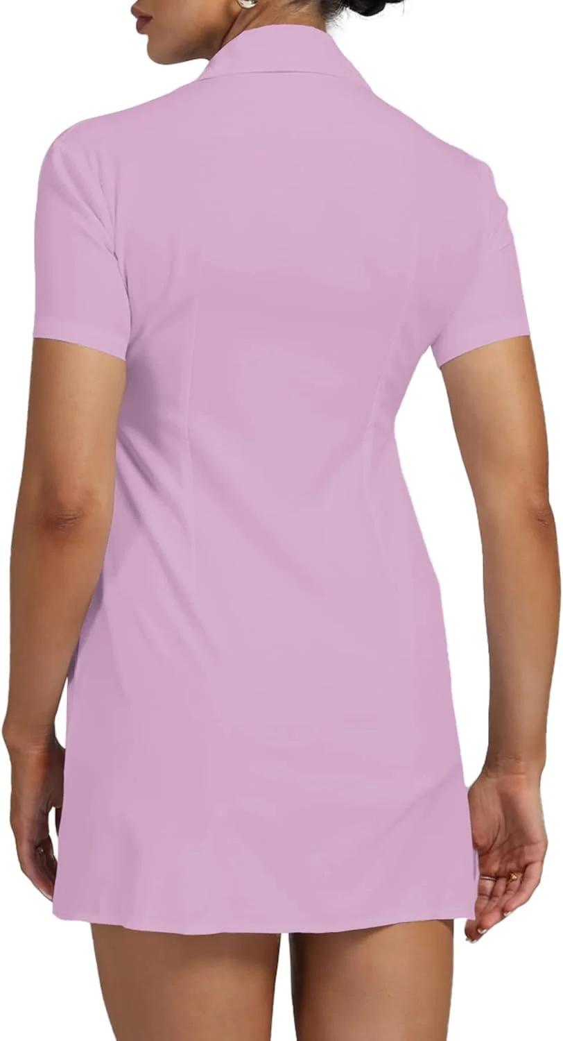 اومنلله پیراهن زنانه دکمه دار یقه دار آستین کوتاه با چاک کناری مناسب کار، بلوز بلند و پیراهن بالاتنه