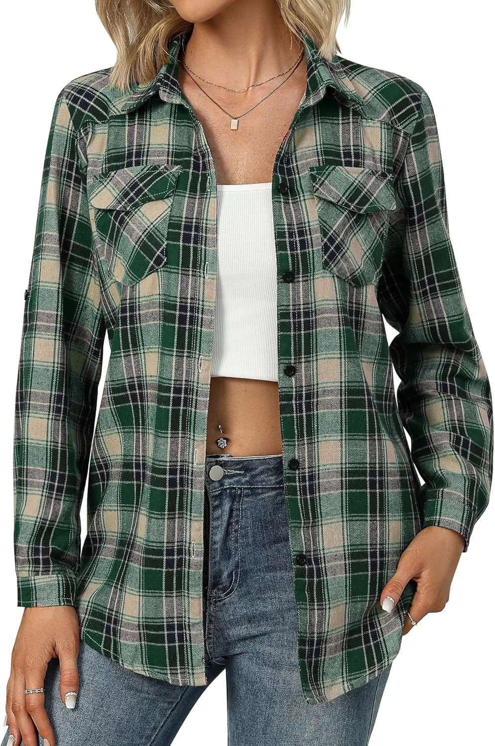 یونیبل بلوز زنانه طرح چهارخانه آستین بلند، بلوز با طرح لباس سنتی آلمانی Oktoberfest، ژاکت پیراهن چهارخانه، بلوز پیراهن نخی، تاپ های پیراهن چوبی Faller، تاپ های غیر رسمی یقه هفت