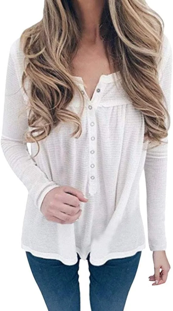 تاپ آستین بلند دکمه دار یقه هفت زنانه