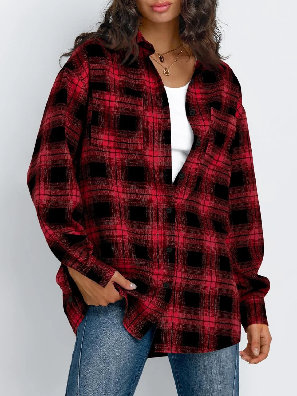 شکت های چهارخانه زنانه Trendy Queen، آستین بلند، پیراهن های فلانل دکمه دار، تاپ های طرح دار، لباس های پاییزی، ژاکت های زمستانی مد روز 2025 شکت های چهارخانه زنانه Trendy Queen، آستین بلند، پیراهن های فلانل دکمه دار، تاپ های طرح دار، لباس های پاییزی، ژاکت های زمستانی مد روز 2025