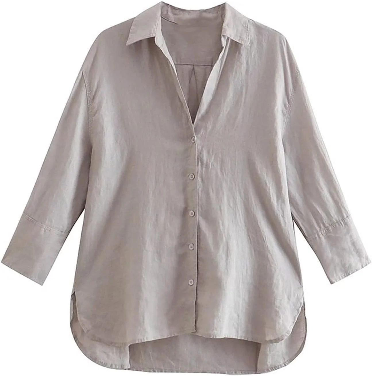 بلوز زنانه VETCS، بلوز و پیراهن زنانه بهاری و پاییزی شیک و غیر رسمی، آستین بلند، پیراهن گشاد دکمه دار، مناسب برای خانم های شیک پوش اداری (سایز: M)