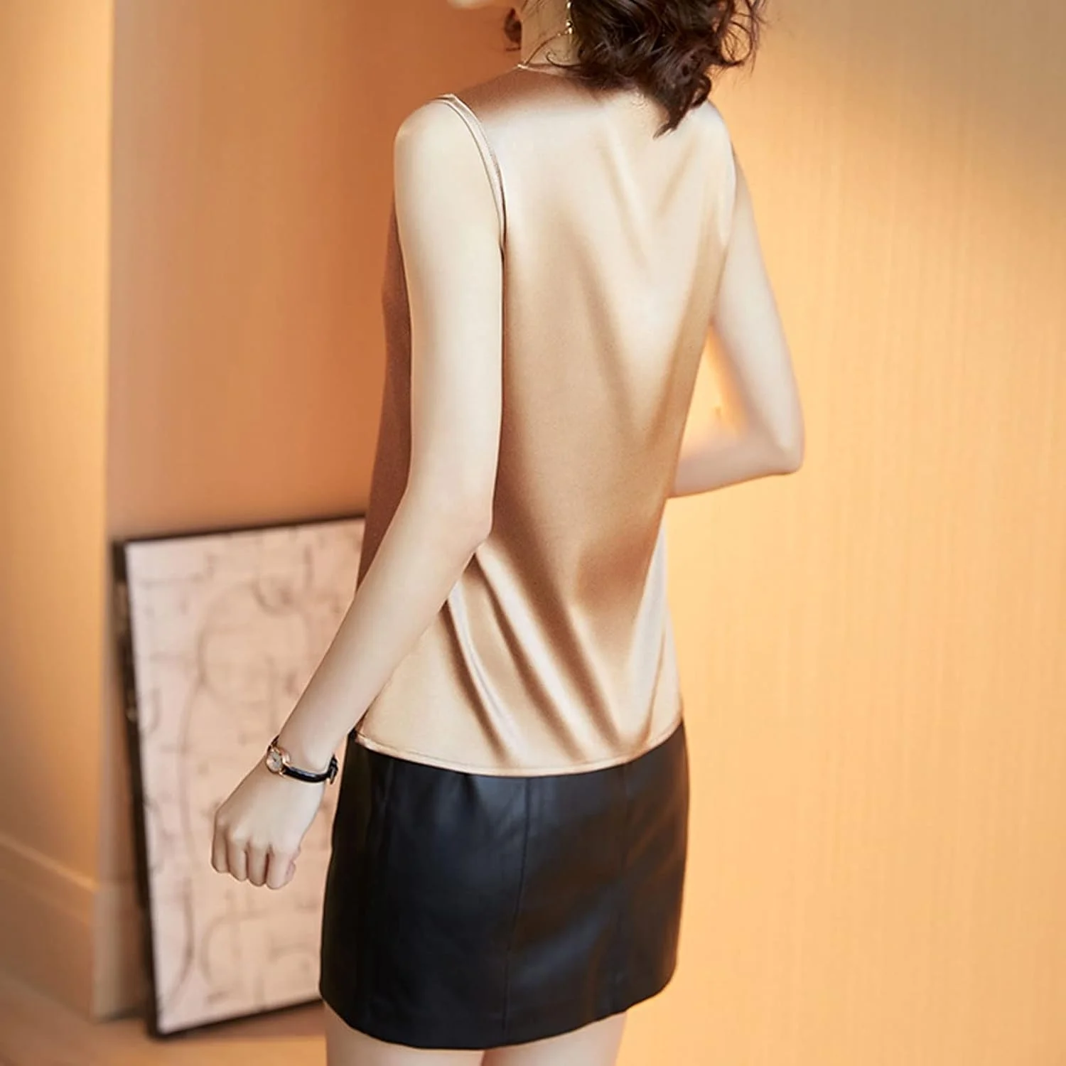 بلوز زنانه VETCS، یک عدد بلوز ابریشمی زنانه، پیراهن زنانه، بلوز ساتن، تاپ زنانه، بلوز ساتن گلدوزی شده، تاپ زنانه، پیراهن و تاپ یقه هفت چاپی (سایز: M)