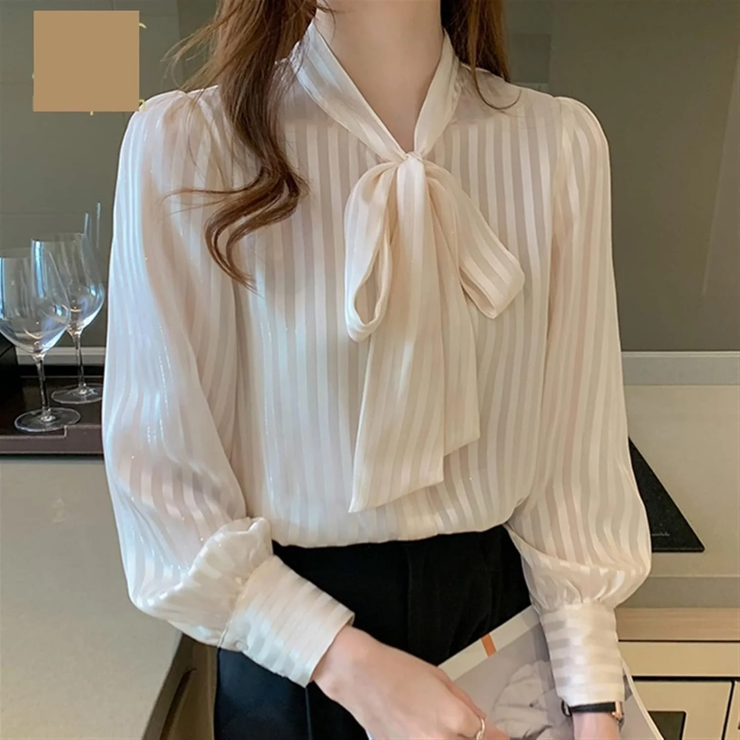 بلوز زنانه VETCS طرح پاپیونی، بلوز و شومیز زنانه، تاپ ساده آستین بلند و آزاد (سایز: L) بلوز زنانه VETCS طرح پاپیونی، بلوز و شومیز زنانه، تاپ ساده آستین بلند و آزاد (سایز: L)