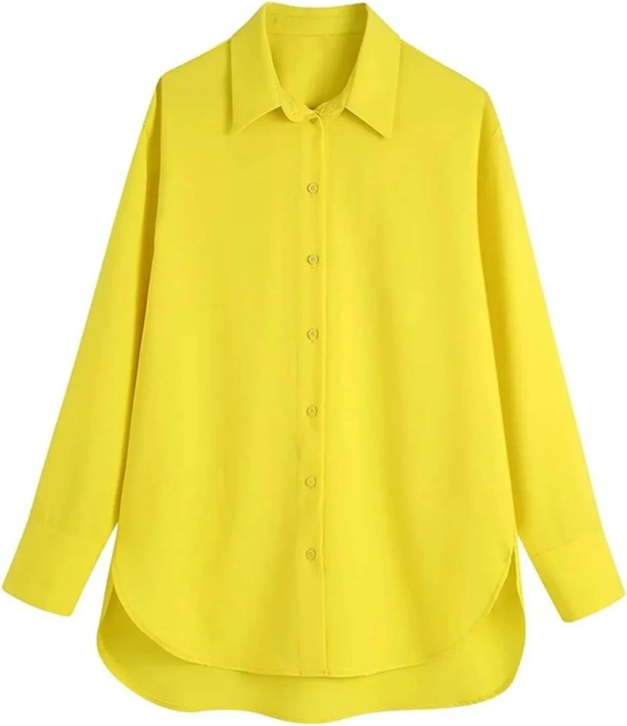 بلوز زنانه VETCS، پیراهن لینن زرد، بلوز و پیراهن های گشاد، لباس زنانه، آستین بلند، تاپ زنانه (رنگ: Hortel، سایز: XS)