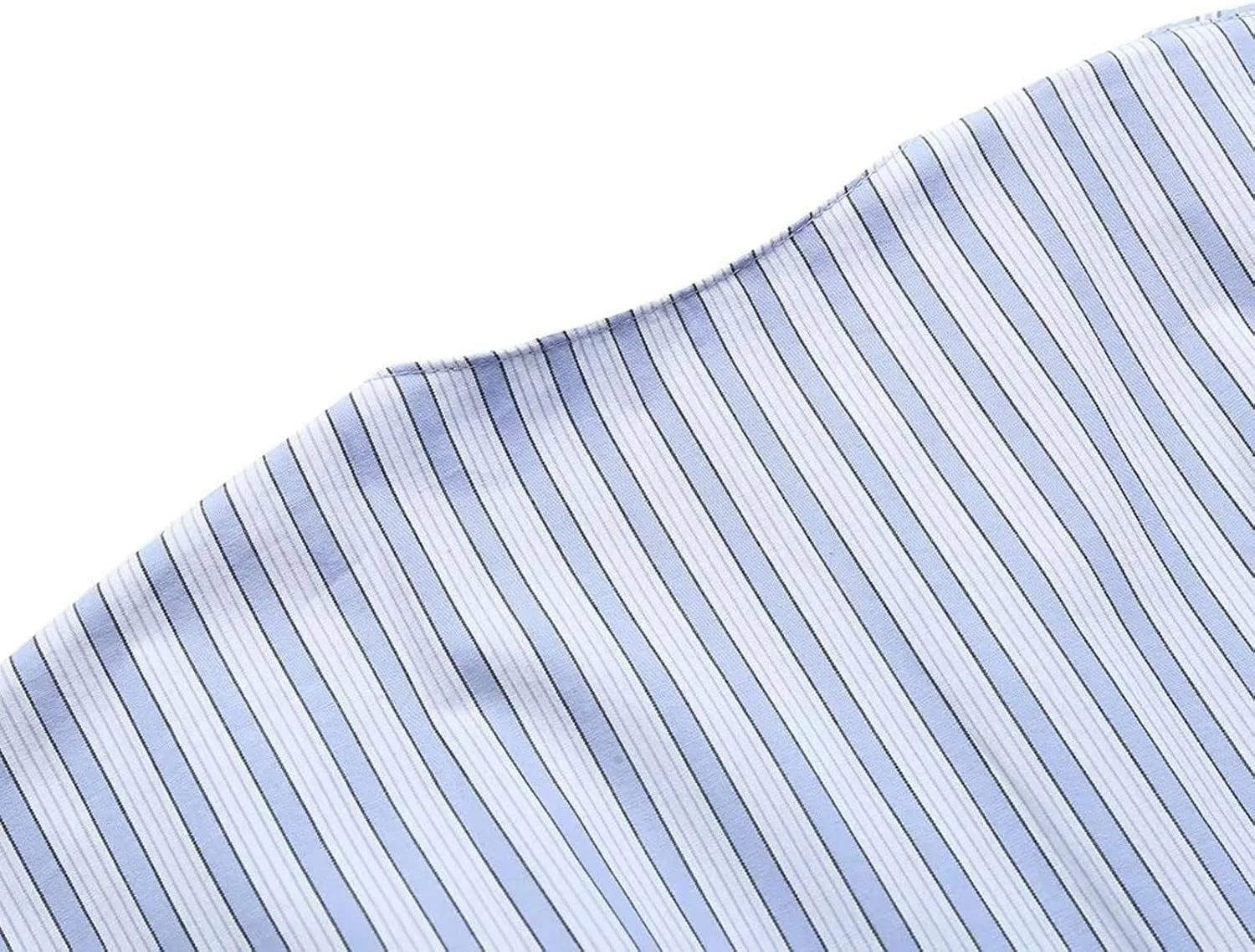 بلوز زنانه VETCS، پیراهن آبی زنانه، آستین بلند یقه هفت، بلوز راه راه با پنل بند دار و آستر، تاپ زنانه، لباس زنانه (سایز: L)