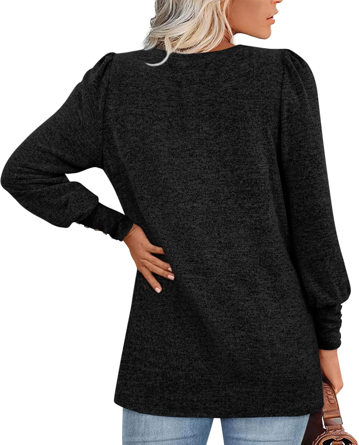 تی شرت آستین پفی بلند زنانه Zwurew مدل 2023، یقه هفت، مناسب استایل کژوال و استایل با لگینگ، سایز S-2XL