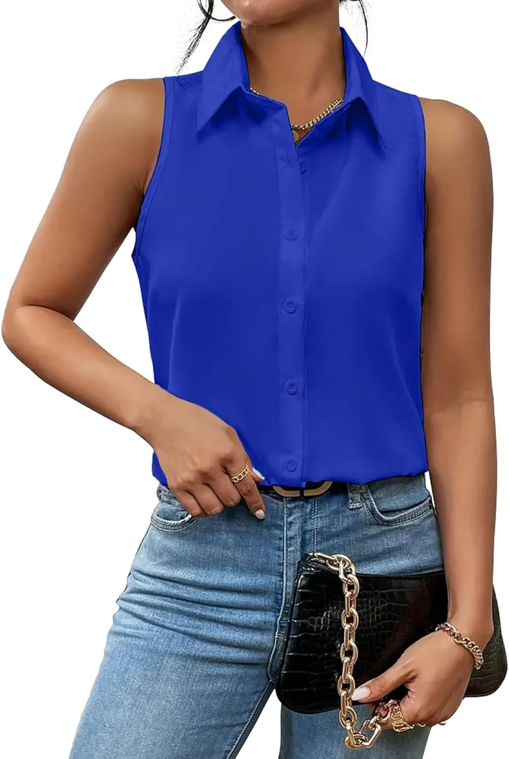 زیگو بلوزهای بدون آستین زنانه تابستانی دکمه دار غیر رسمی تاپ های تانک گلدار مد