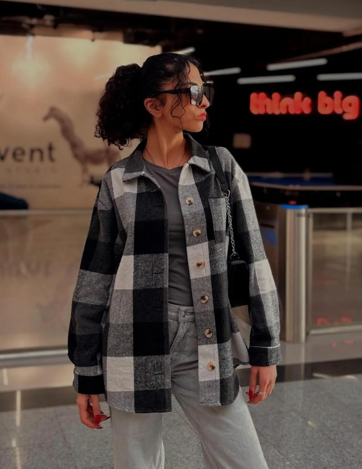 پیراهن پشمی زنانه Zeagoo، ژاکت چهارخانه دکمه دار آستین بلند مناسب استایل های پاییزی 2025