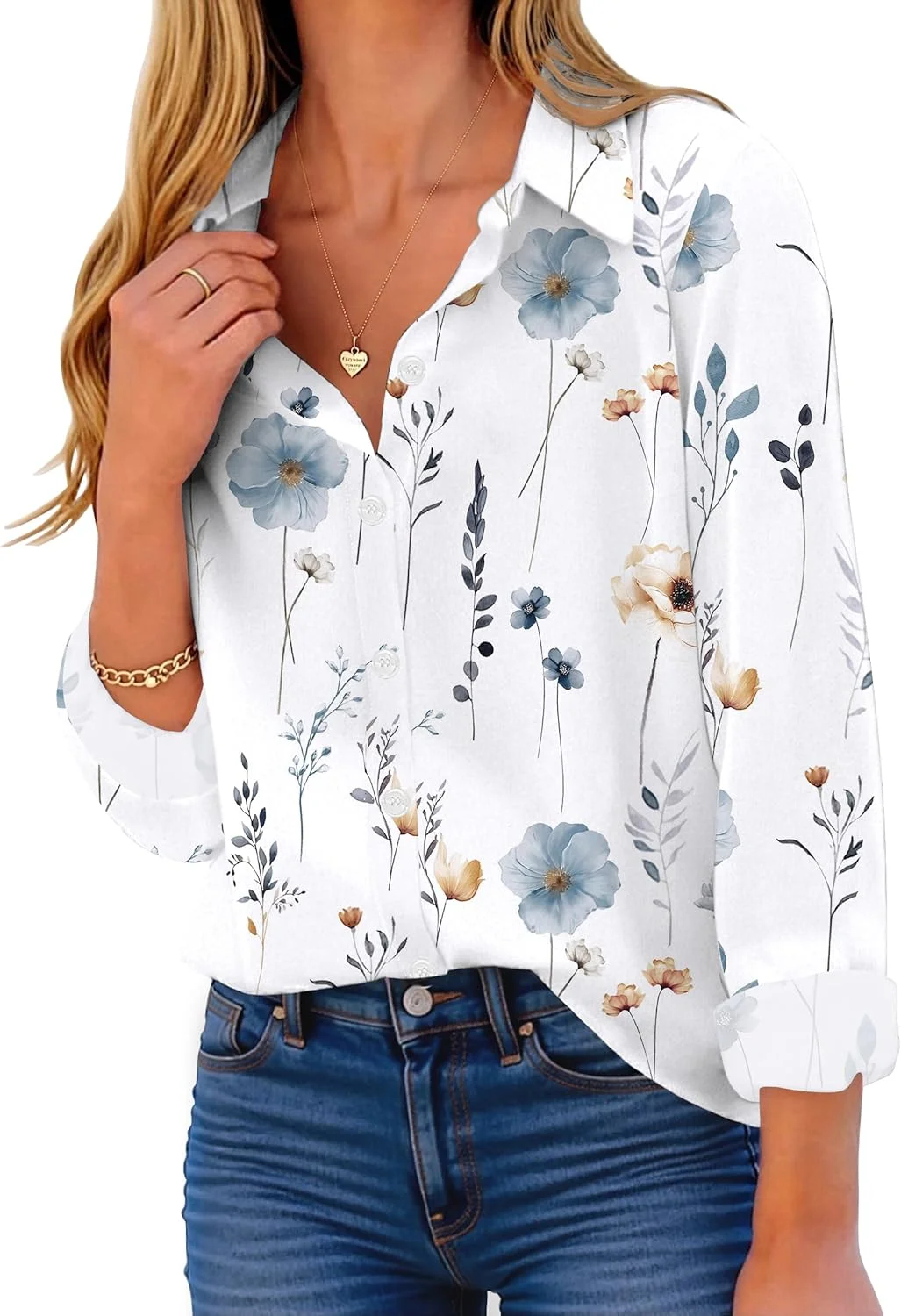 پیراهن دکمه دار زنانه Zeagoo، بلوز آستین بلند، تاپ های طرح دار گلدار، لباس کار غیر رسمی سایز S-XXL پیراهن دکمه دار زنانه Zeagoo، بلوز آستین بلند، تاپ های طرح دار گلدار، لباس کار غیر رسمی سایز S-XXL