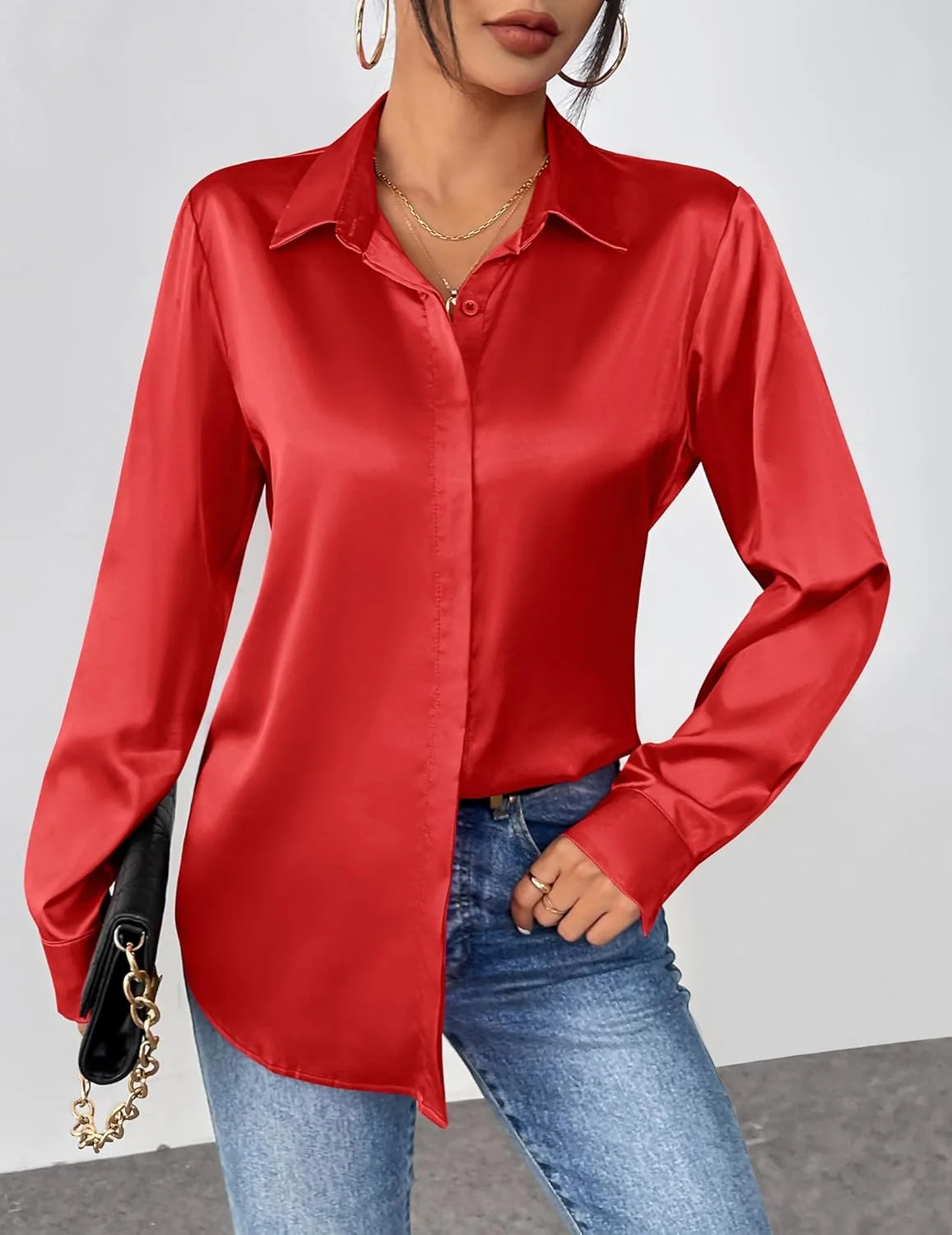 بلوزهای ساتن Zeagoo زنانه آستین بلند دکمه دار پیراهن های ابریشمی تاپ تونیک مناسب کار و استایل کژوال بلوزهای ساتن Zeagoo زنانه آستین بلند دکمه دار پیراهن های ابریشمی تاپ تونیک مناسب کار و استایل کژوال
