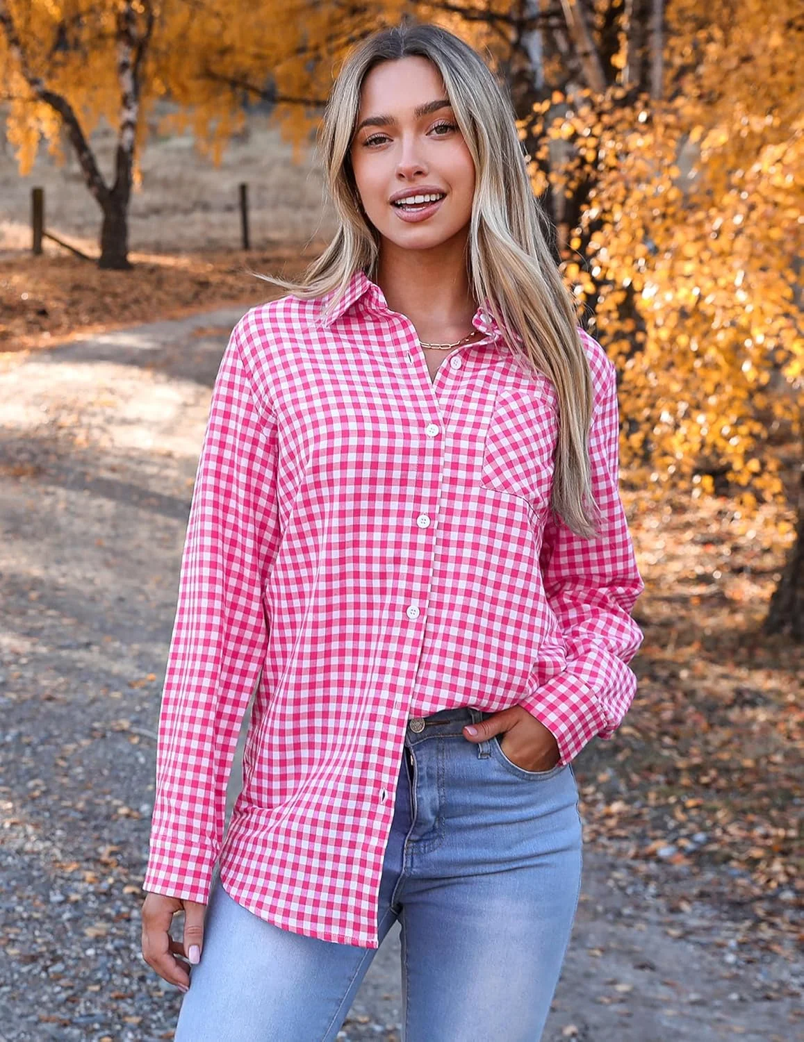 پیراهن چهارخانه آستین بلند Zeagoo زنانه، دکمه دار، شکت بوفالو، بلوزهای غیر رسمی تجاری