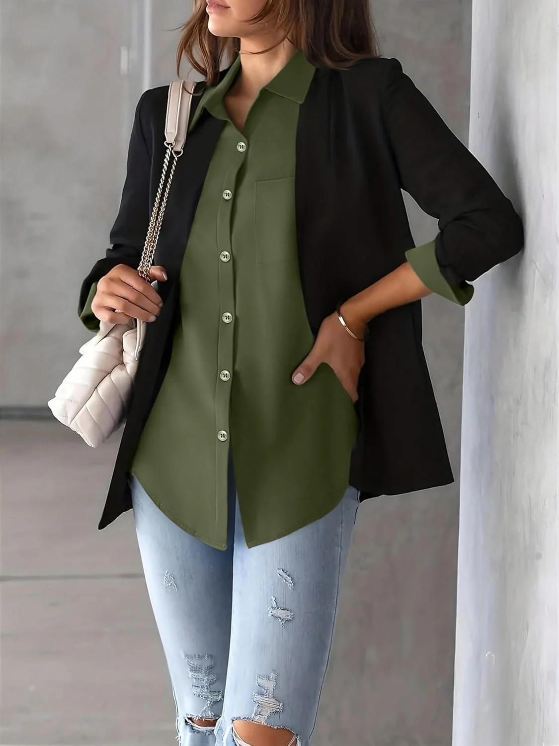 Zeagoo پیراهن دکمه دار زنانه آستین بلند، بلوز، تاپ های کار رسمی، لباس های غیر رسمی با طرح گلدار و جیب