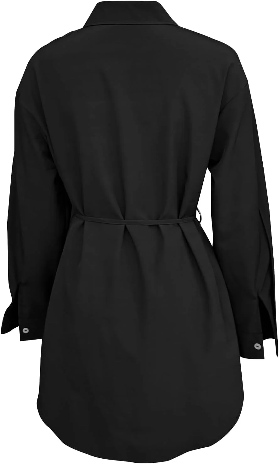 بلوز زنانه آستین بلند دکمه دار با کمربند