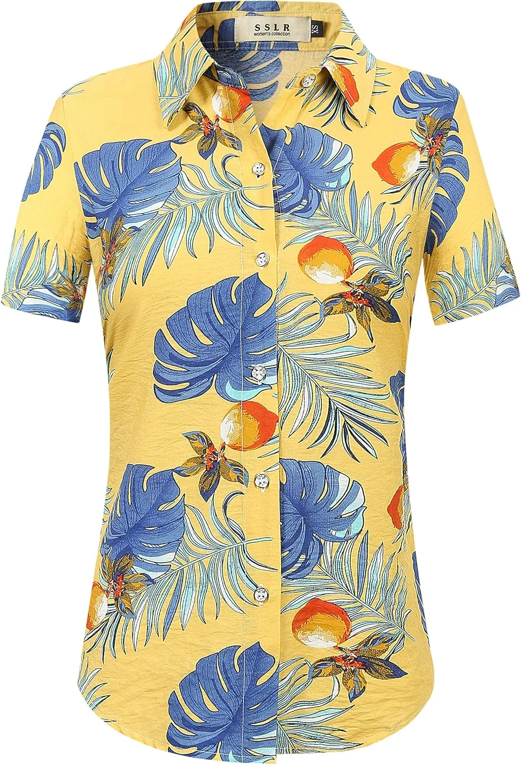 بلوز زنانه هاوایی دکمه دار آستین کوتاه غیر رسمی
