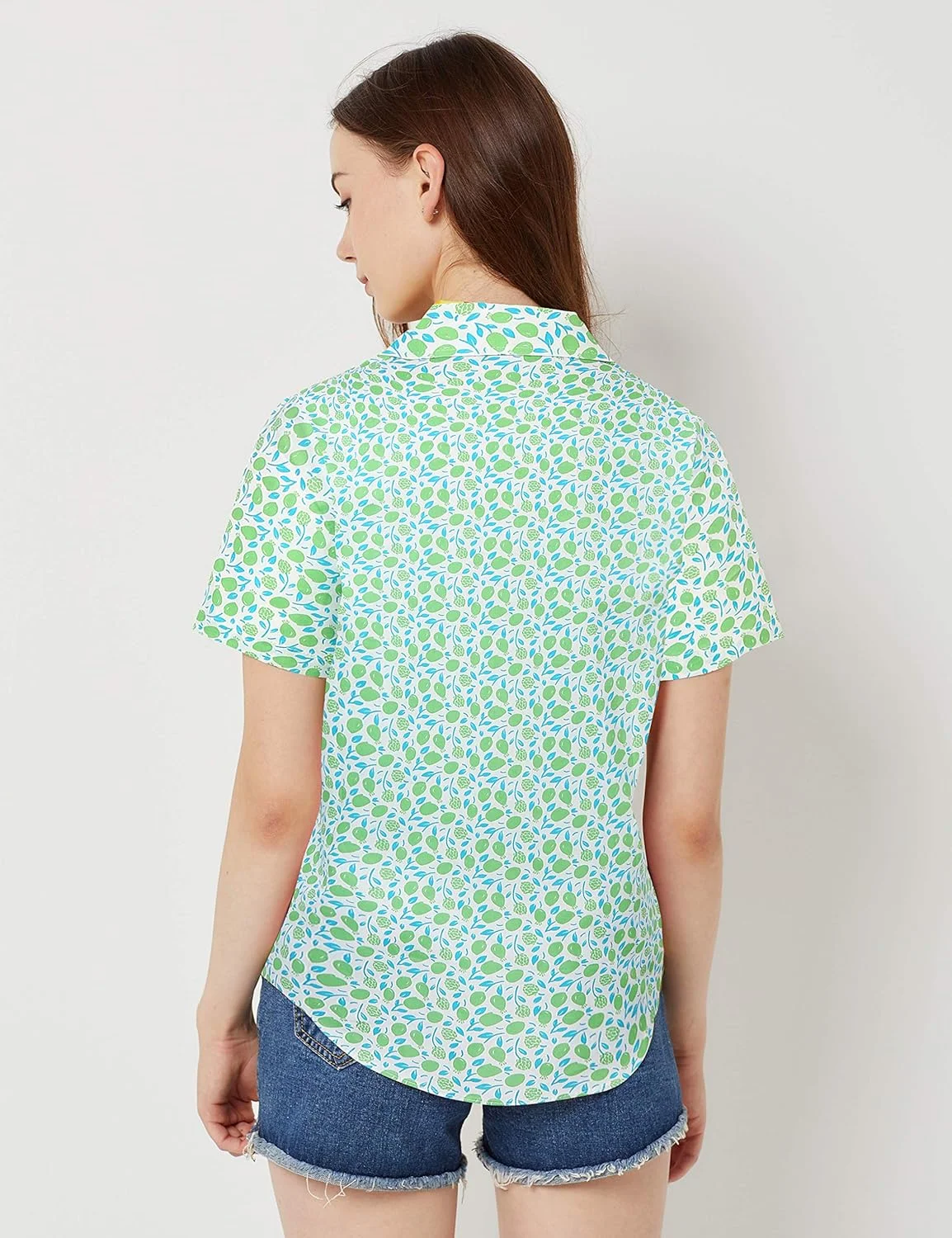 پیراهن زنانه هاوایی طرح دار آستین کوتاه دکمه دار مناسب بلوز و تاپ تابستانی