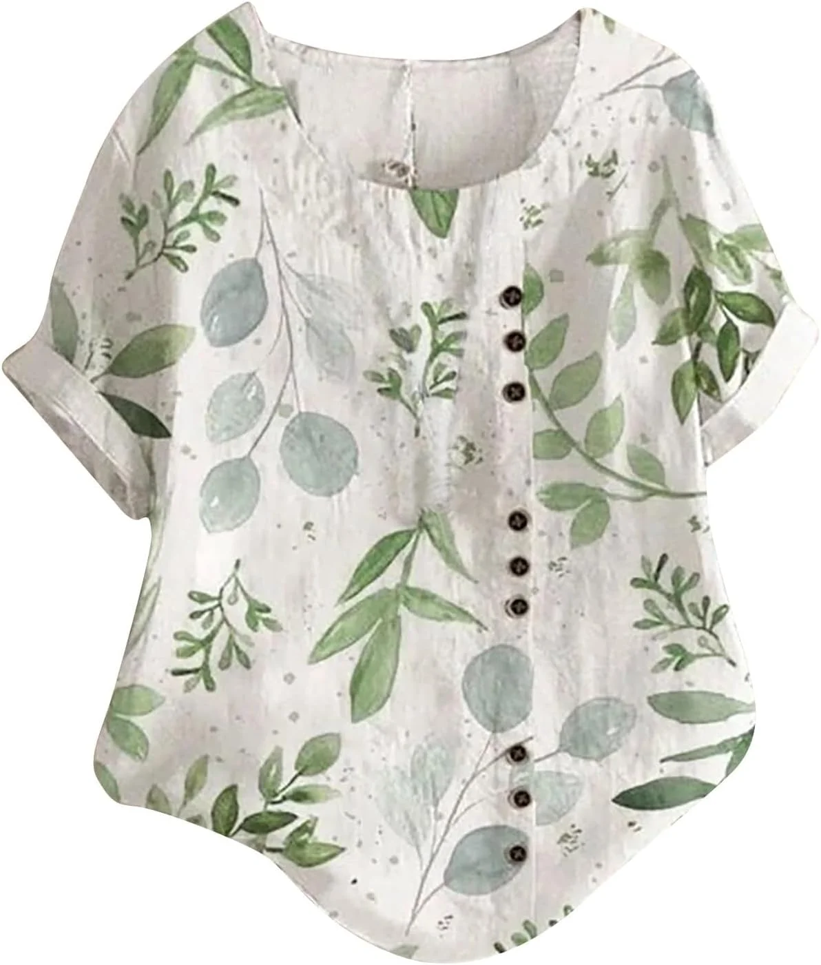 بلوز زنانه گلدار دکمه دار آستین کوتاه گشاد مناسب تابستان