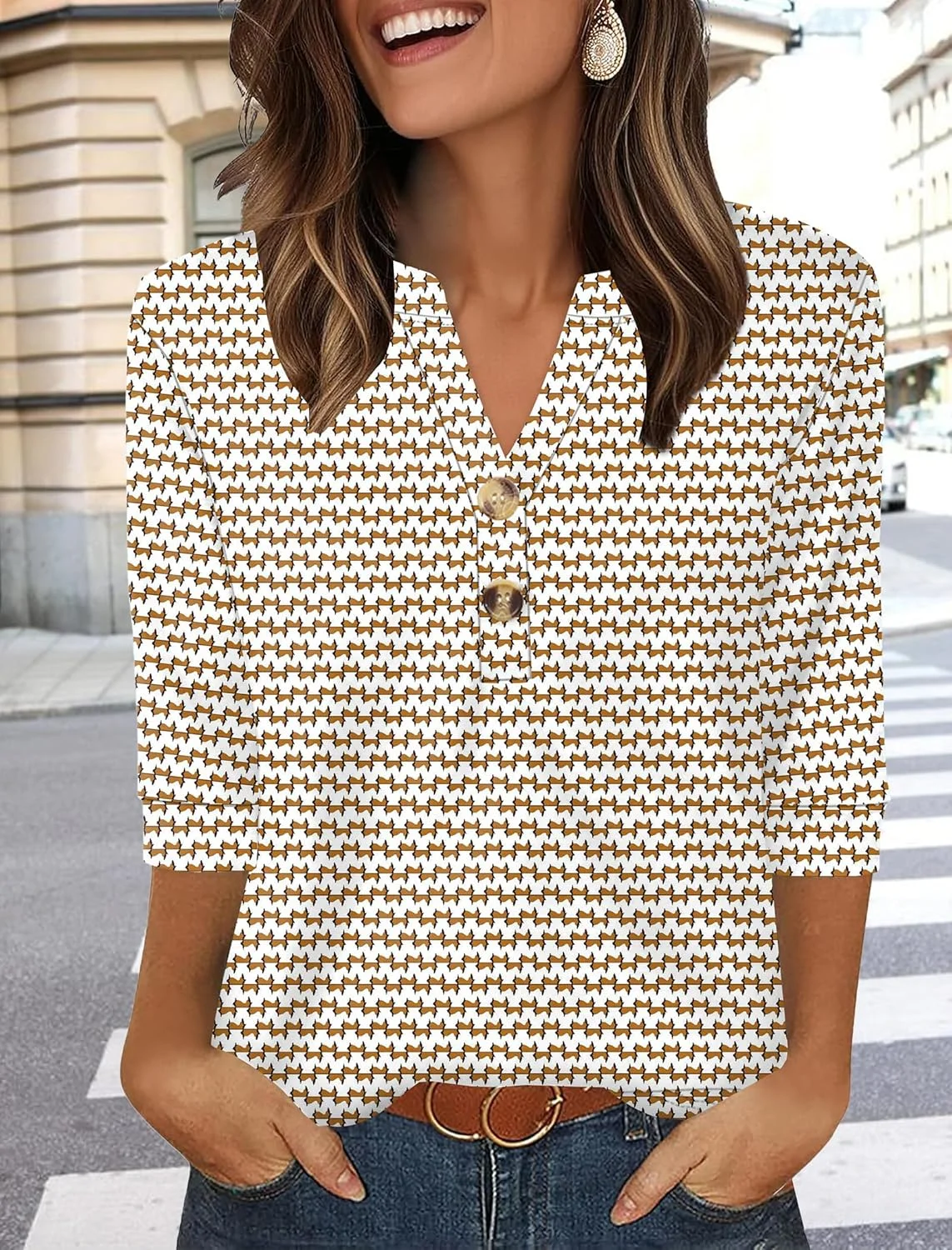 تاپ زنانه آستین سه ربع، بلوزهای مد تابستانی 2025، مناسب لباس تعطیلات ساحلی