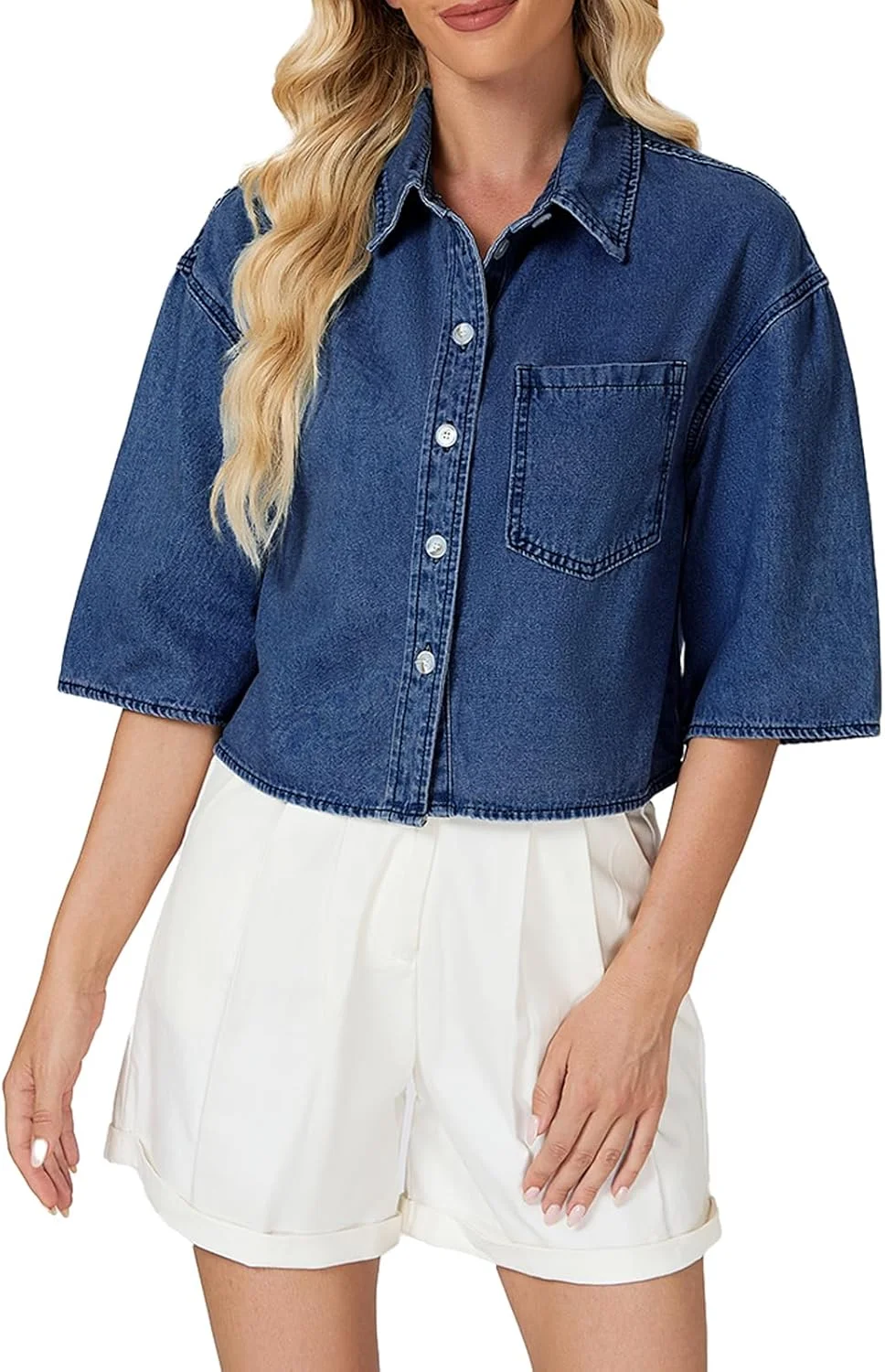 پیراهن جین کوتاه زنانه LifeShe، دکمه دار، آستین کوتاه، مناسب تابستان، با جیب