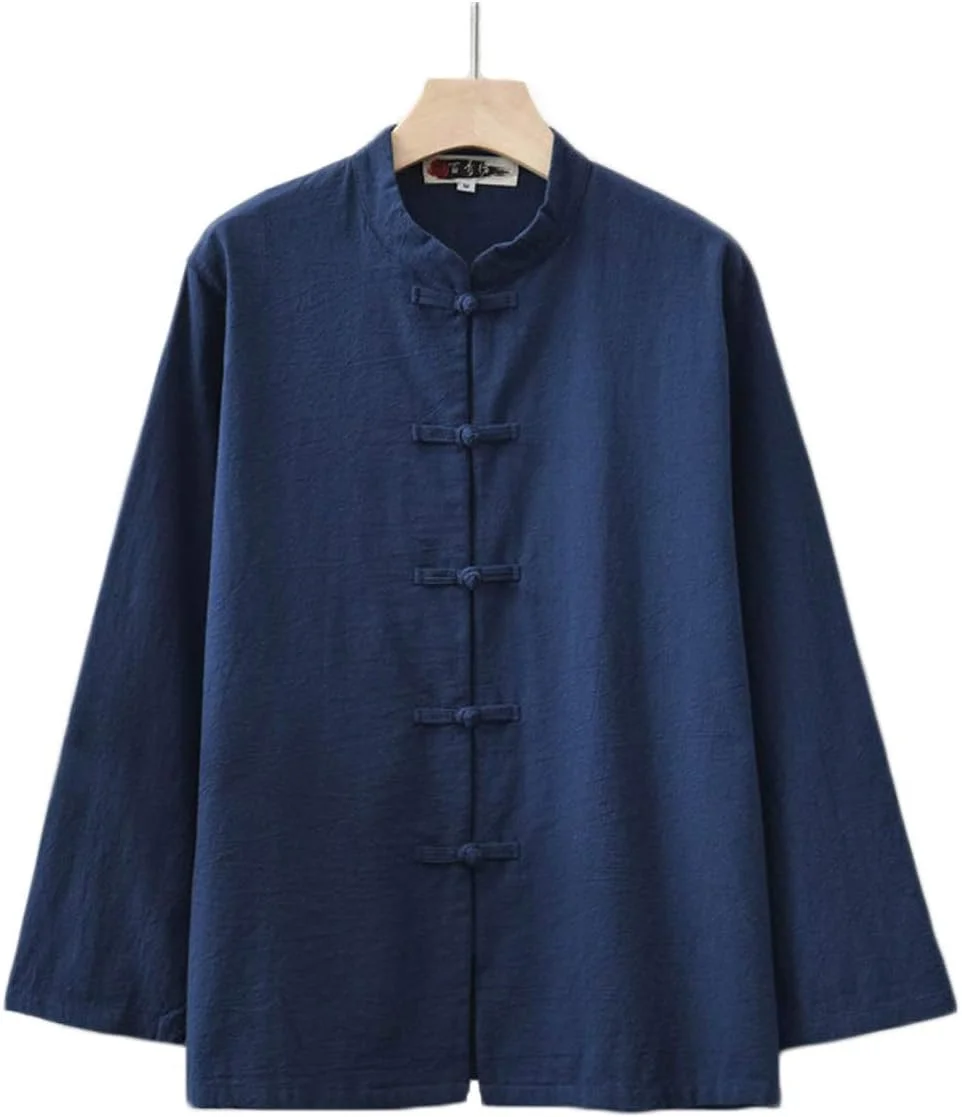 تی شرت آستین بلند زنانه، جنس لینن و پنبه، مدل آزاد، دکمه دار، مناسب استفاده روزمره