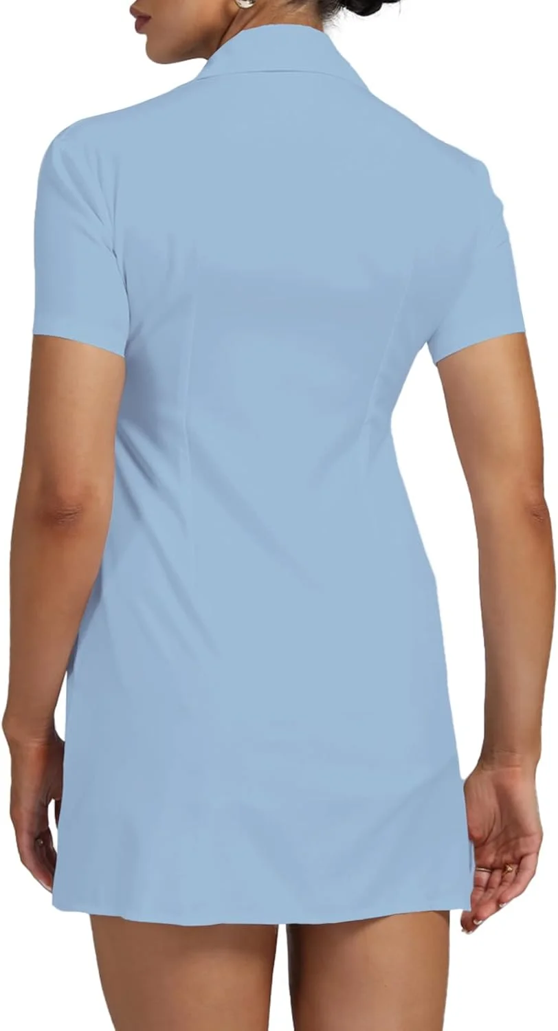 بلوز زنانه دکمه دار آستین کوتاه یقه دار با طراحی بلند و چاک دار مناسب کار