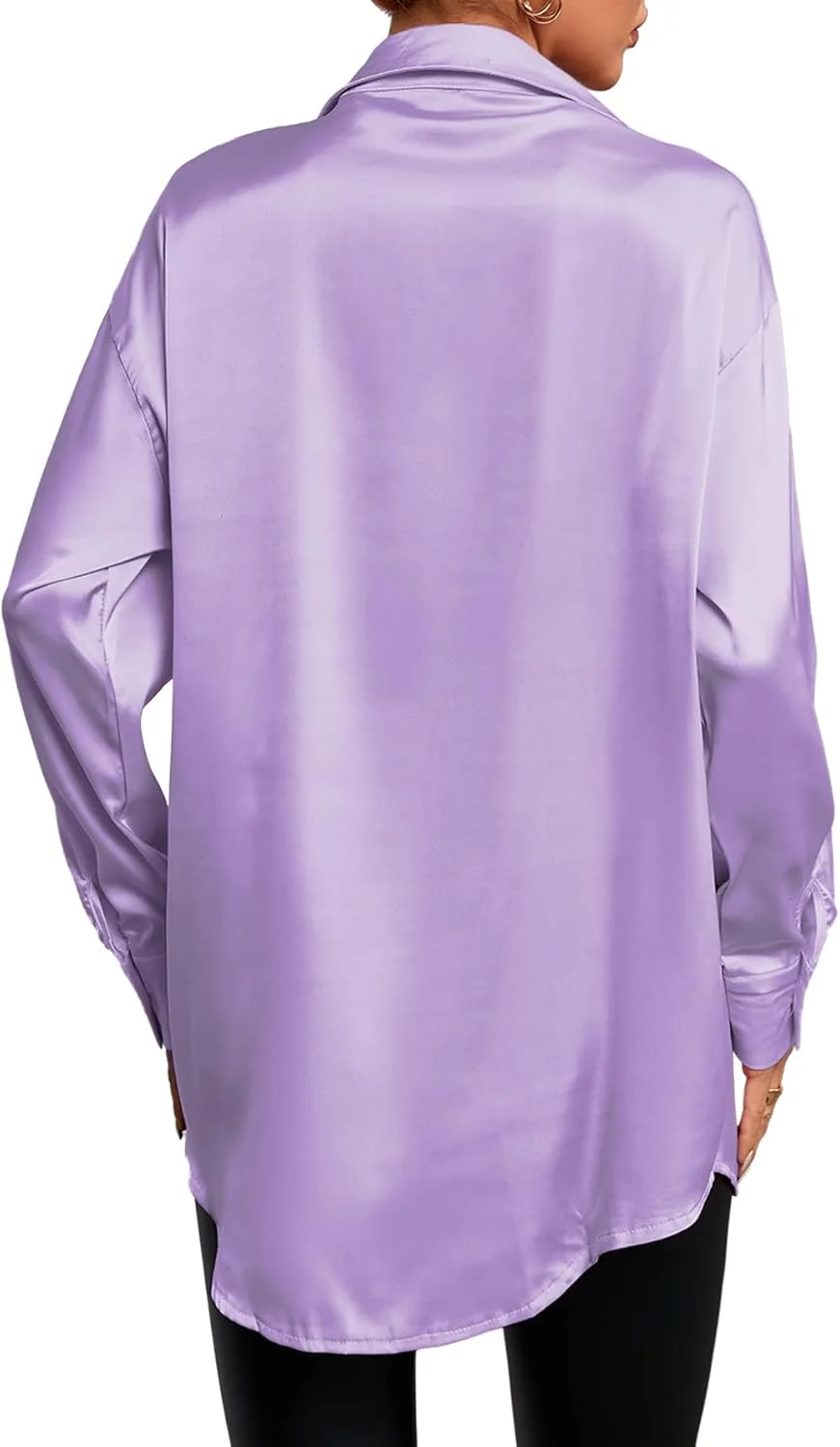 بلوز زنانه ساتن ابریشمی یقه V دکمه دار آستین بلند