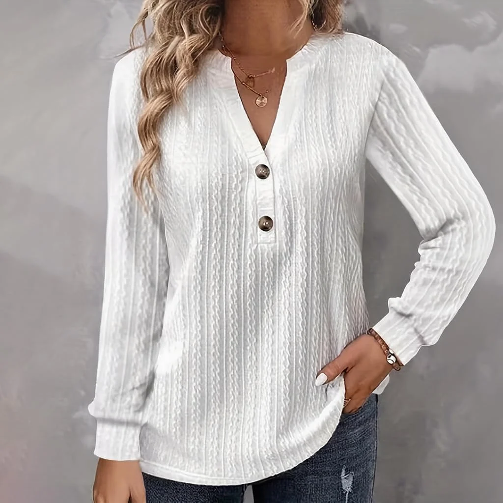 تاپ های پاییزه زنانه، پیراهن دکمه دار یقه هفت، آستین بلند، بلوزهای گشاد