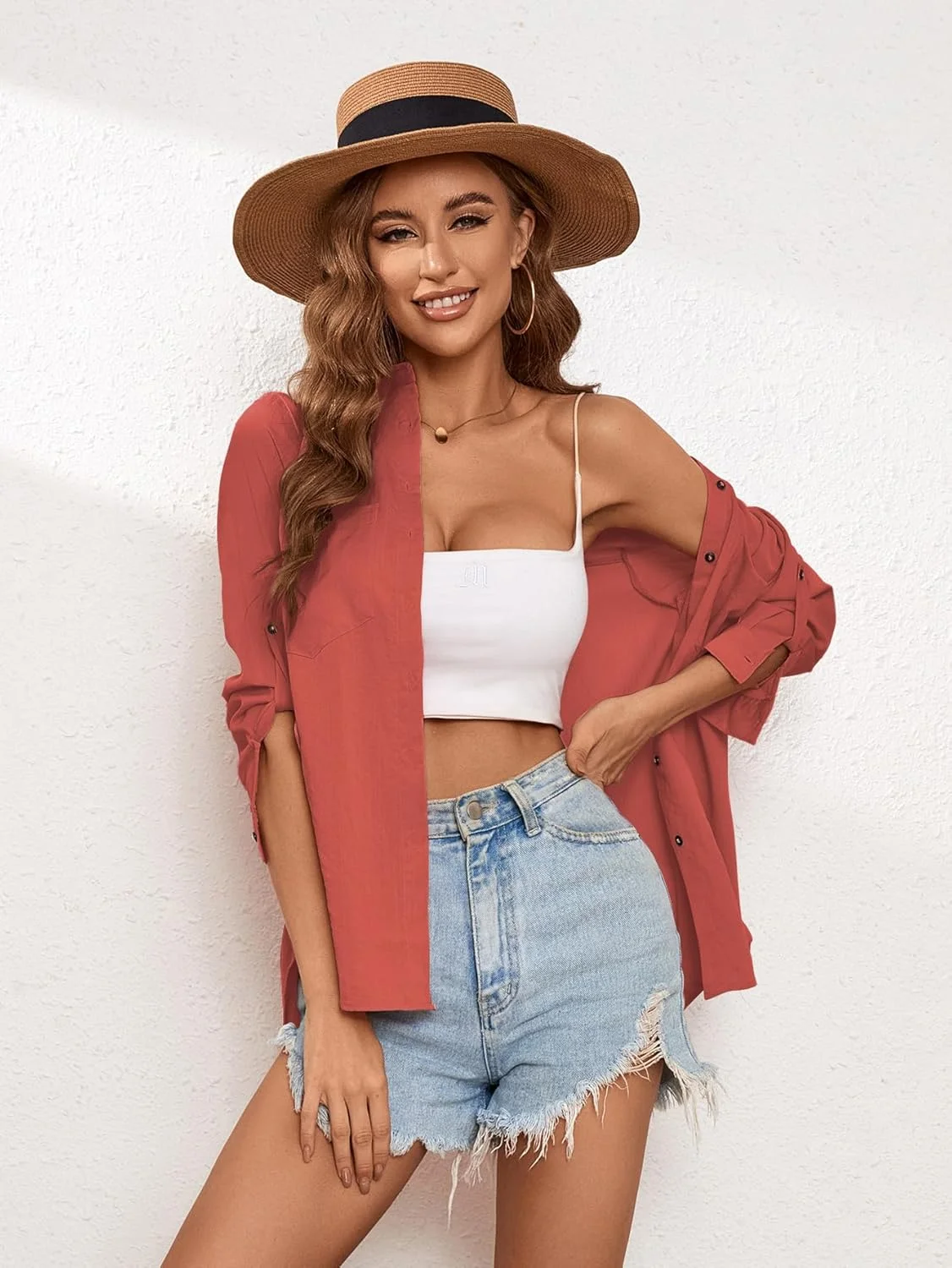 بلوز زنانه دکمه دار آستین بلند با قابلیت جمع شدن