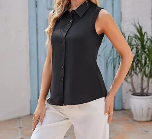 تاپ و بلوز زنانه دکمه دار آستین حلقه ای، طرح ساده و مناسب تابستان