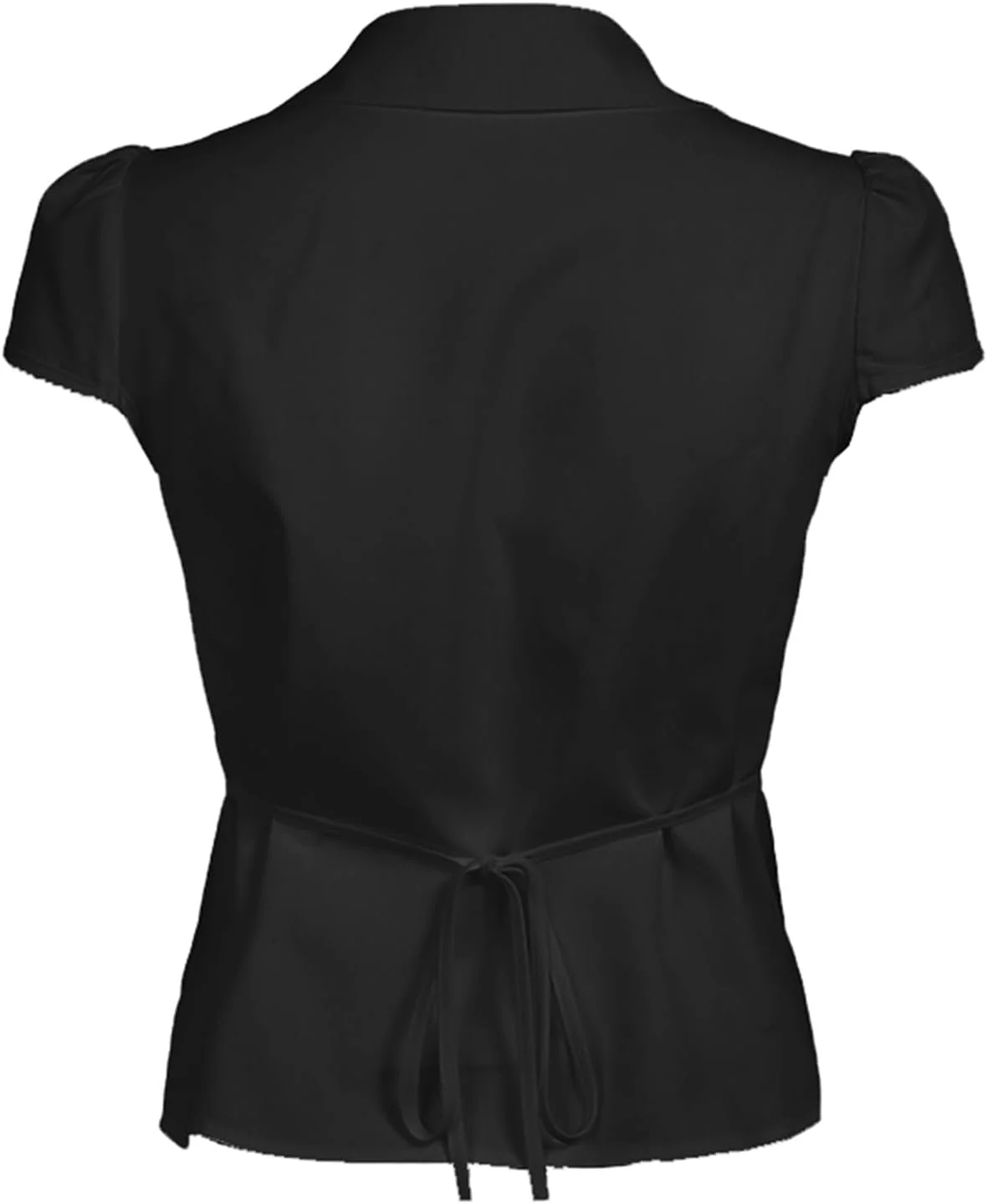 بلوز دکمه دار زنانه آستین کوتاه یقه برگردان کراواتی پشت باریک مناسب تاپ های تابستانی اداری