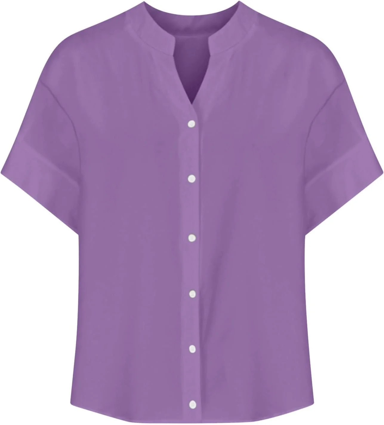 پیراهن زنانه دکمه دار آستین بلند، بلوزهای غیر رسمی شیک، پیراهن های کار تابستانی یقه هفت، تاپ های گشاد، لباس های بنفش