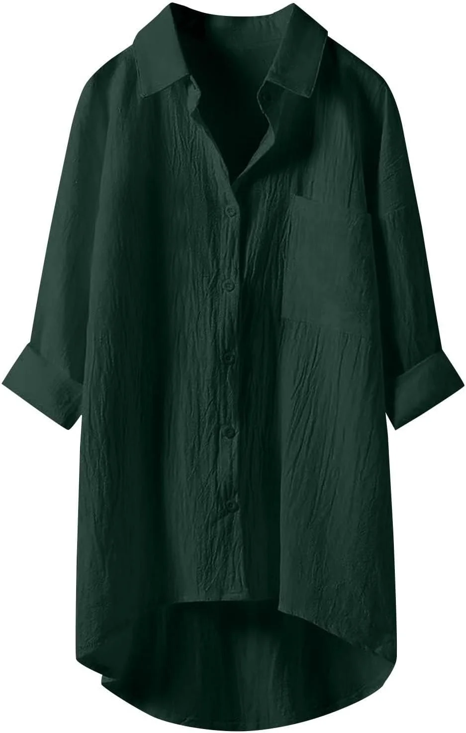 بلوز دکمه دار زنانه، سبک وزن، کتان و نخی، دارای جیب، مدل آزاد و راحت، آستین بلند، مناسب برای استفاده روزمره، تعطیلات و محیط کار، رنگ ثابت، E, S