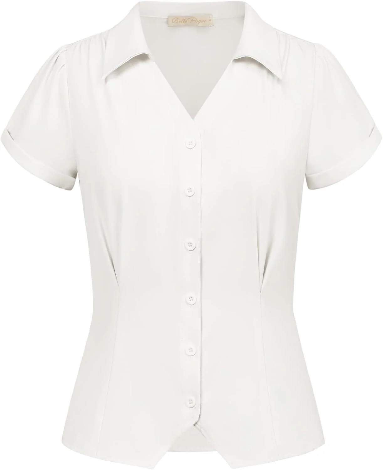 بلوز زنانه آستین کوتاه دکمه دار Belle Poque، پیراهن های وینتیج، بلوزهای شیک و غیر رسمی مناسب کار بلوز زنانه آستین کوتاه دکمه دار Belle Poque، پیراهن های وینتیج، بلوزهای شیک و غیر رسمی مناسب کار