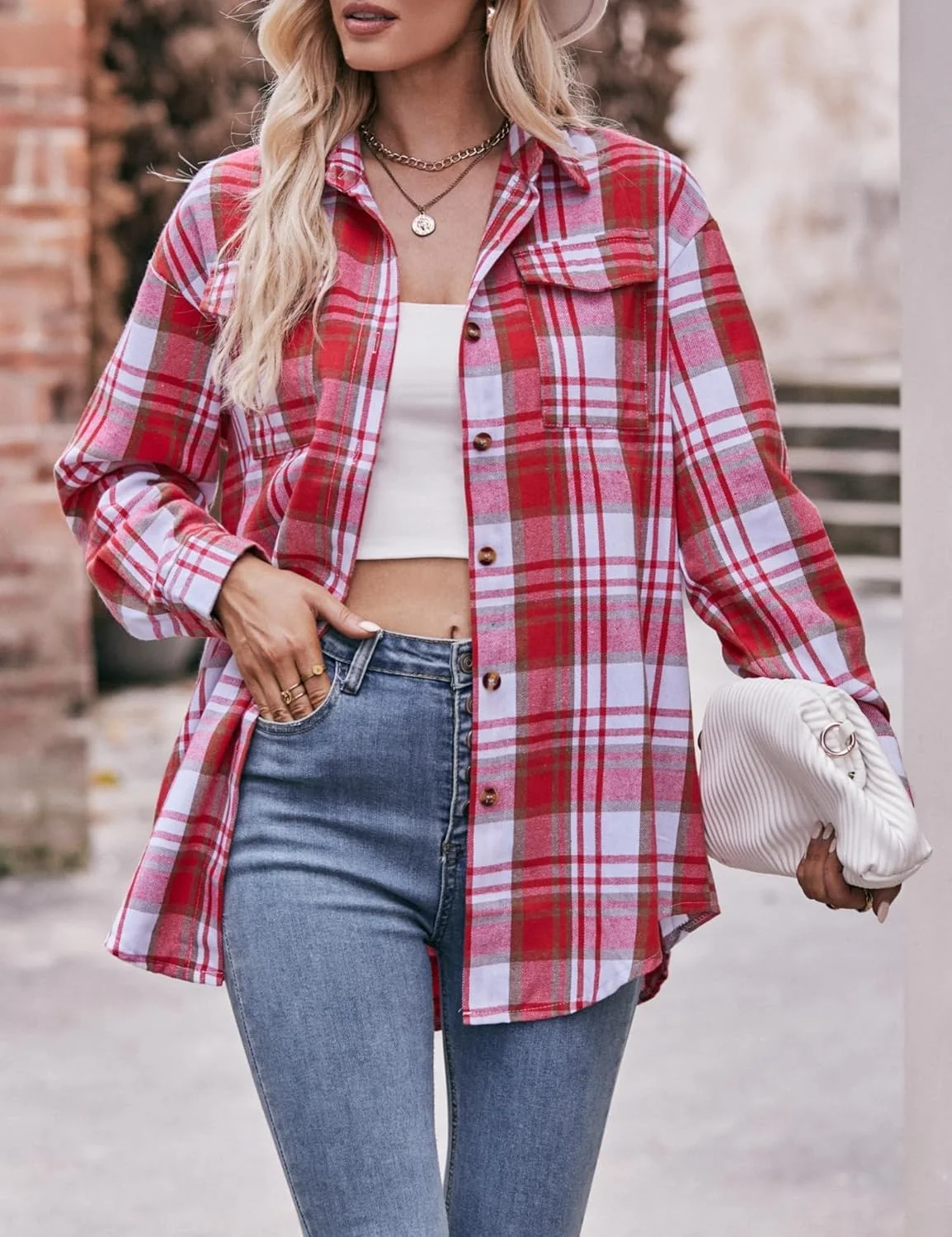 بلوز چهارخانه زنانه، مدل آزاد، دکمه دار، آستین بلند، لباس های غیر رسمی 2025 بلوز چهارخانه زنانه، مدل آزاد، دکمه دار، آستین بلند، لباس های غیر رسمی 2025