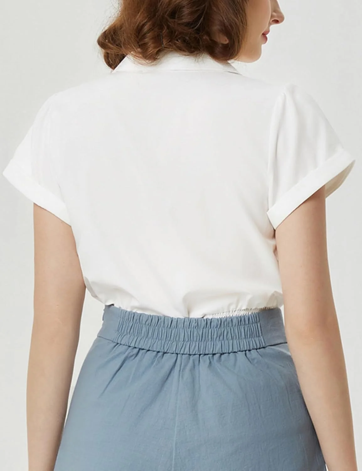 بلوز زنانه آستین کوتاه دکمه دار Belle Poque، پیراهن های وینتیج، بلوزهای شیک و غیر رسمی مناسب کار