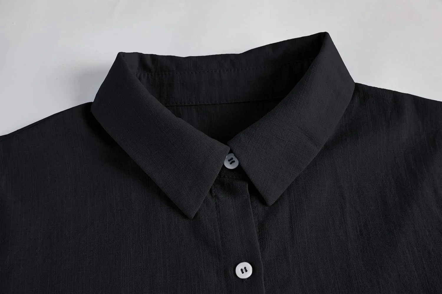 بلوز زنانه لینن یقه هفت دکمه دار آستین کوتاه گشاد مناسب کار