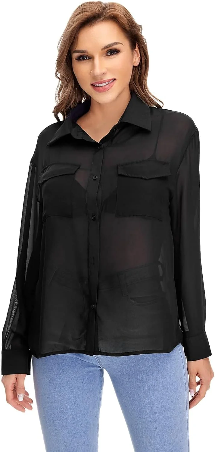 پیراهن زنانه دکمه دار با جیب پاکتی